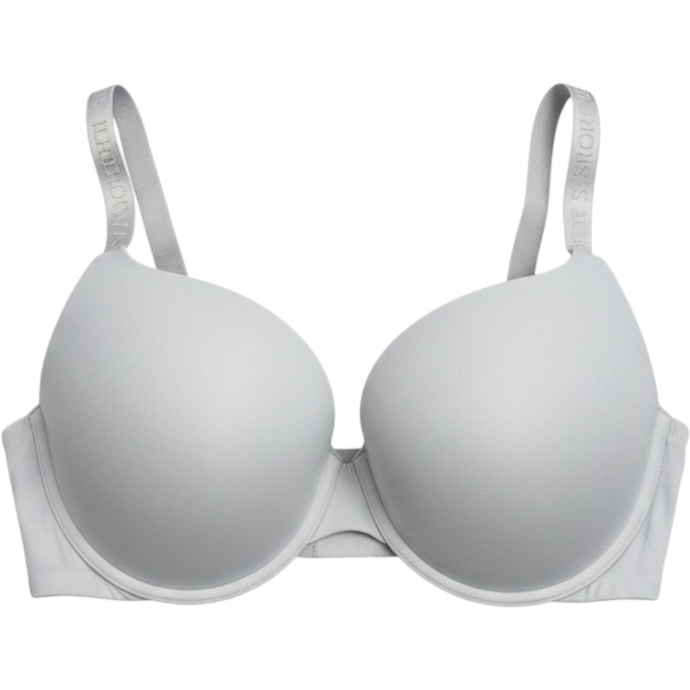 Victoria's Secret T Shirt Push-Up Bra Womens 36DD Grey Logo Strap Underwire